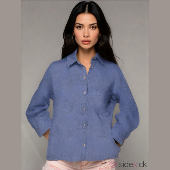 Chico's Tops - Vintage Chico’s Design Button Down Floral Embroidered Shirt Jacket Size 2